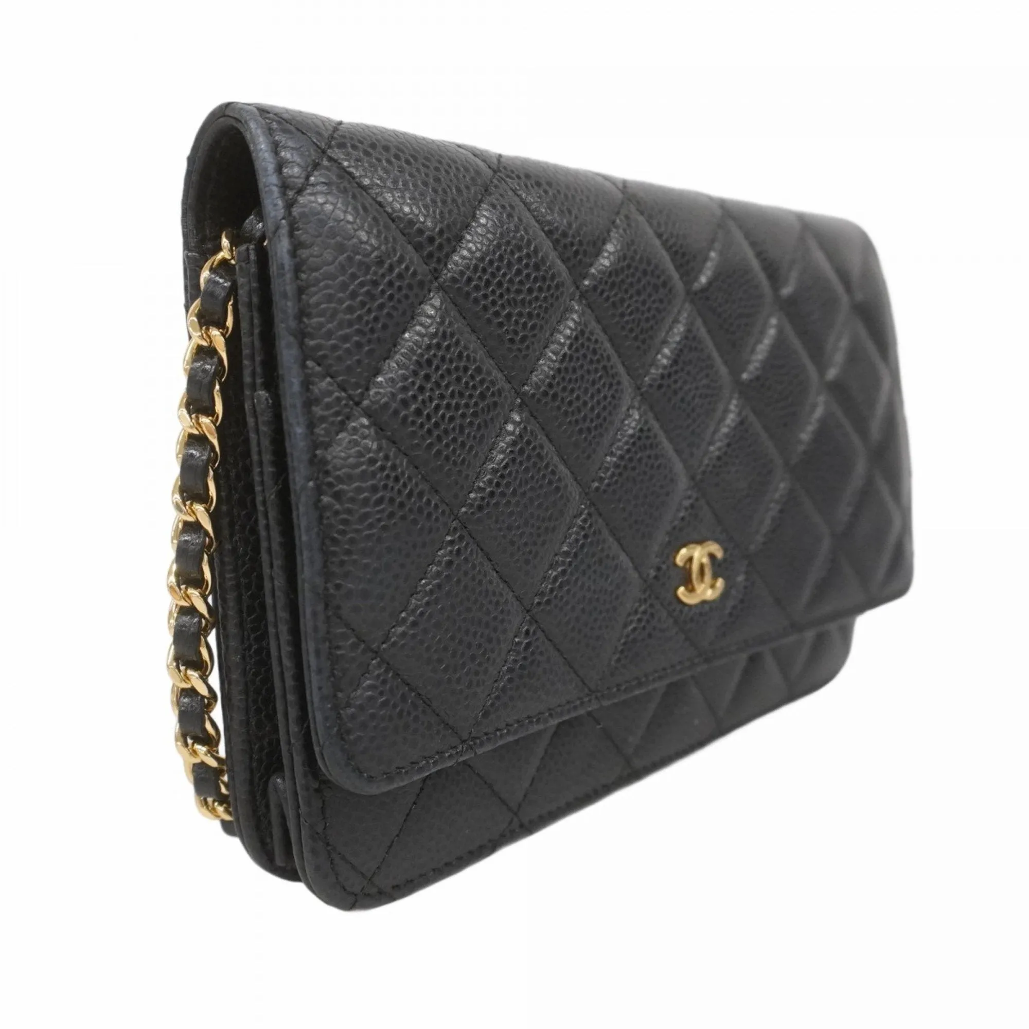 Chanel Grained Calfskin Chain/Shoulder Wallet (Pre-Owned)