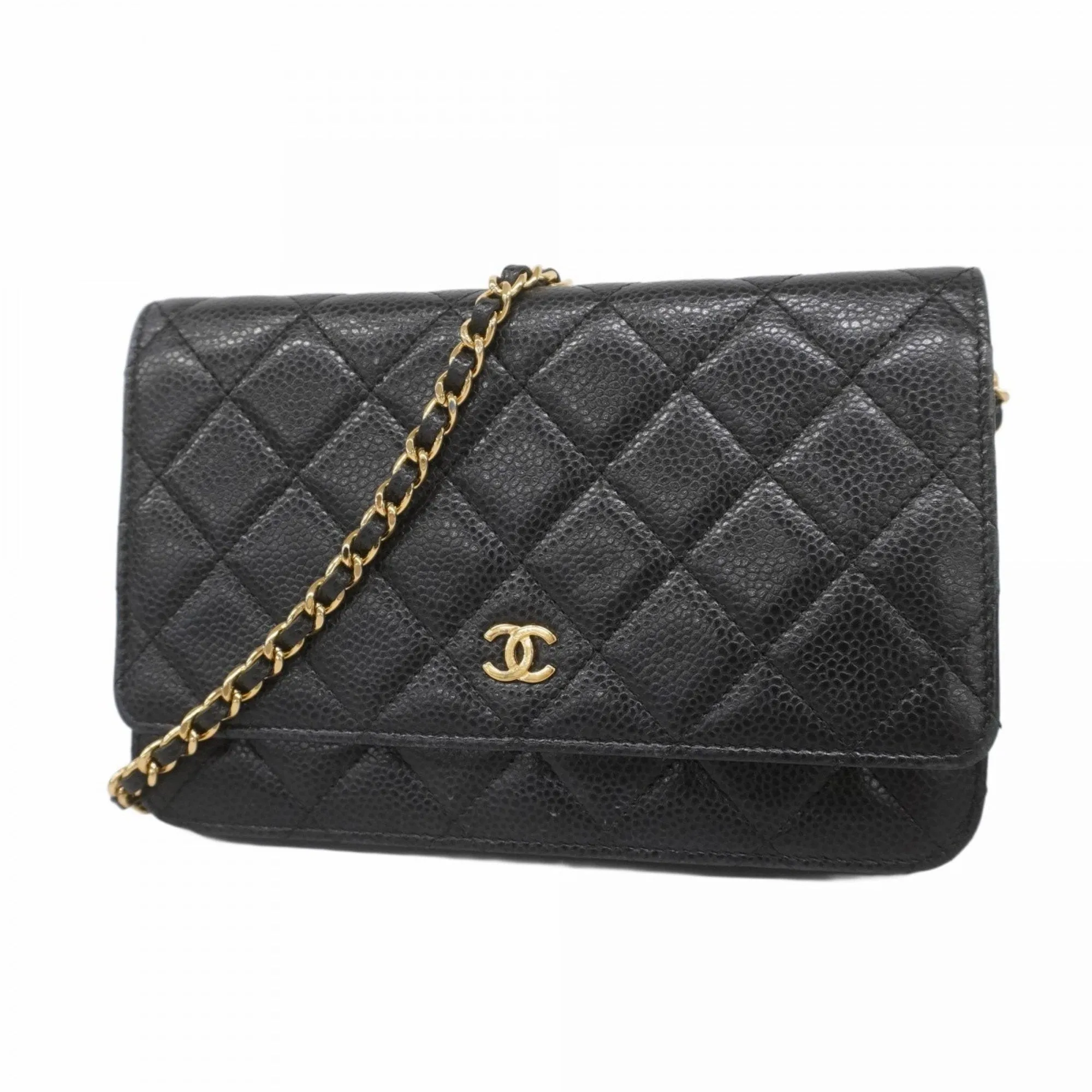 Chanel Grained Calfskin Chain/Shoulder Wallet (Pre-Owned)