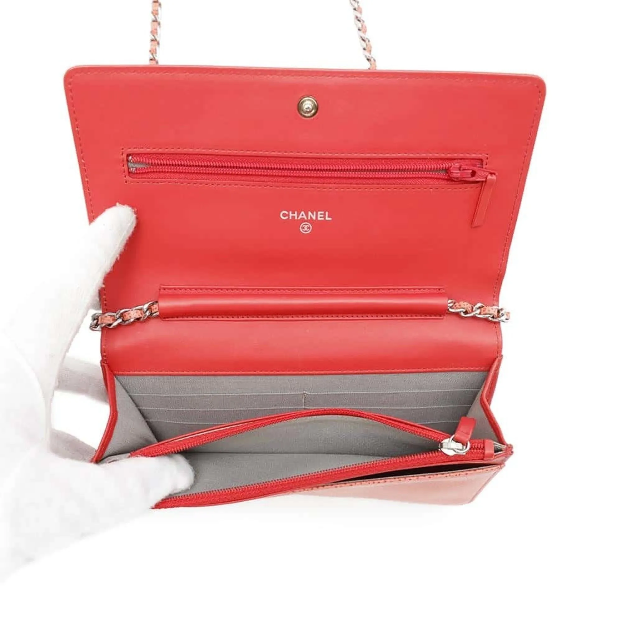 Chanel Grained Calfskin Chain/Shoulder Wallet (Pre-Owned)