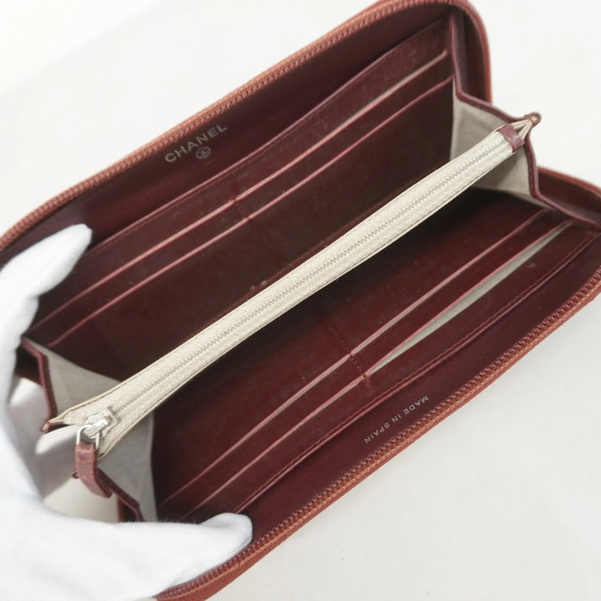 Chanel Grained Calfskin Long Wallet (Bi-Fold) (Pre-Owned)