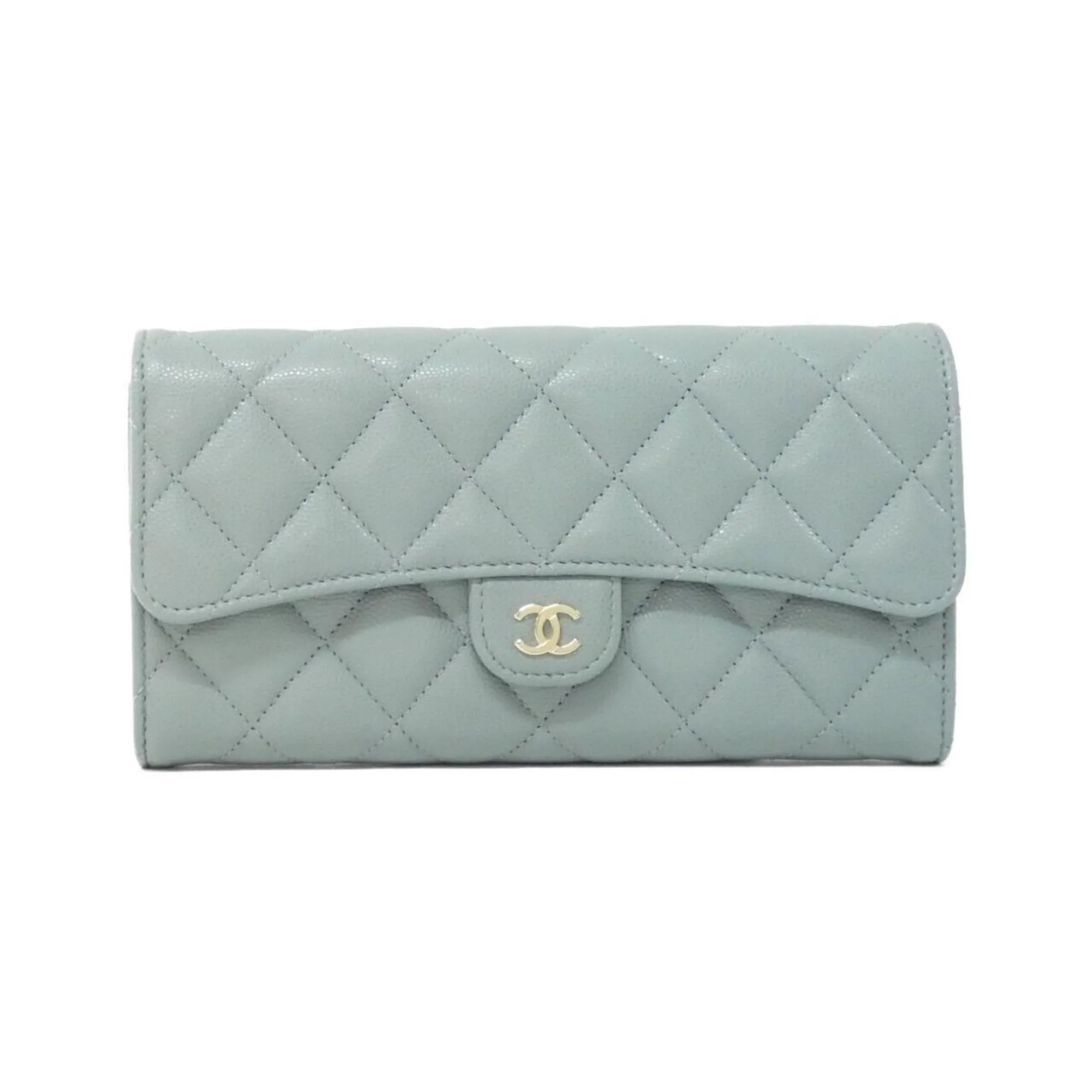 Chanel Grained Calfskin Long Wallet (Bi-Fold) (Pre-Owned)