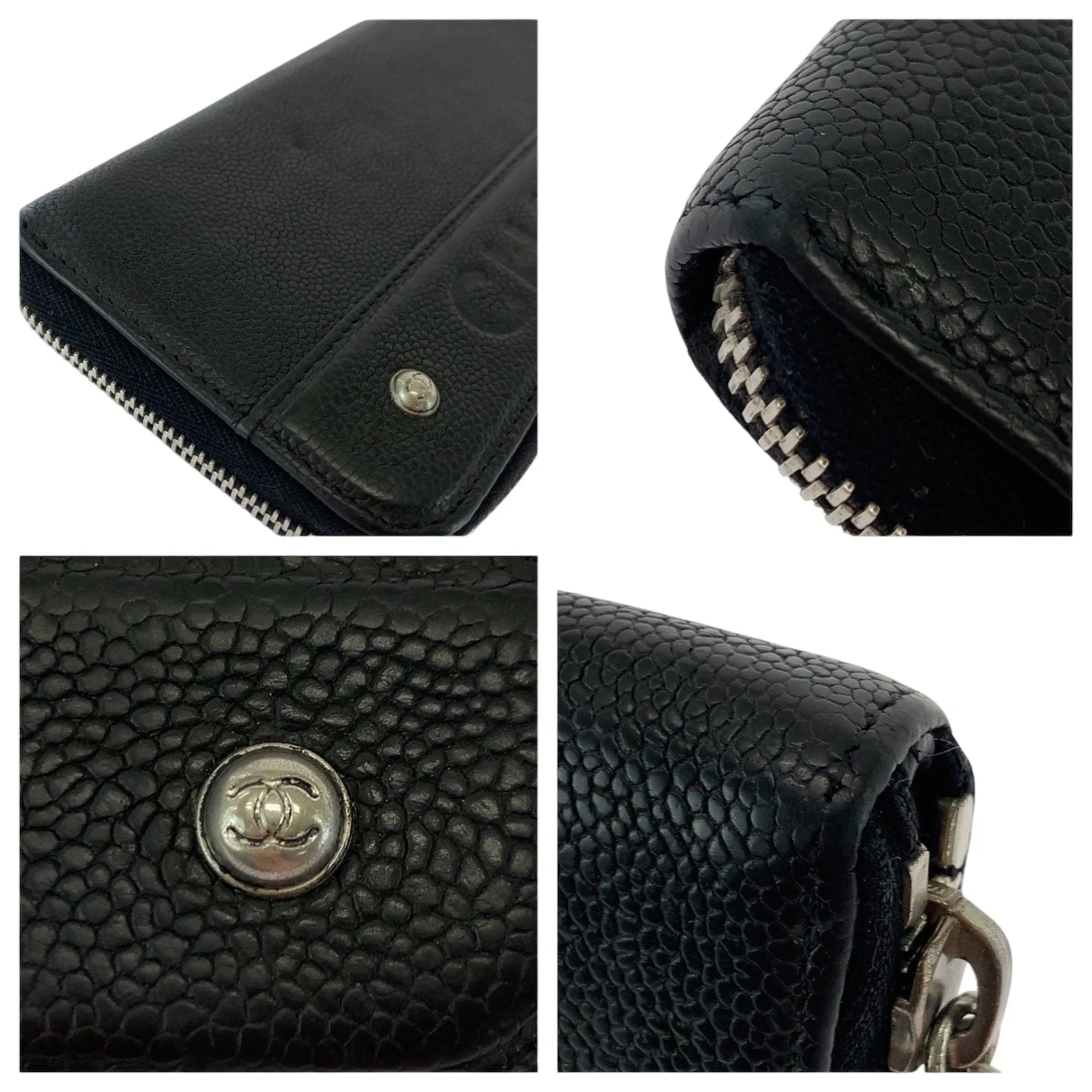 Chanel Grained Calfskin Long Wallet (Bi-Fold) (Pre-Owned)