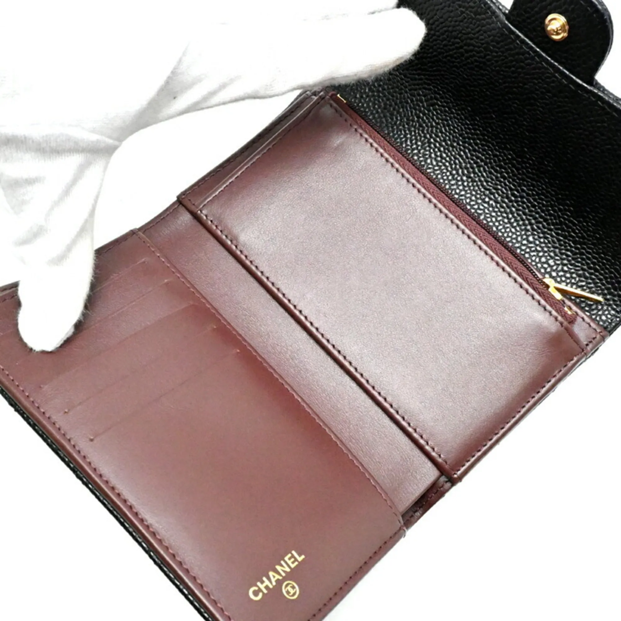 Chanel Grained Calfskin Wallet (Tri-Fold) (Pre-Owned)