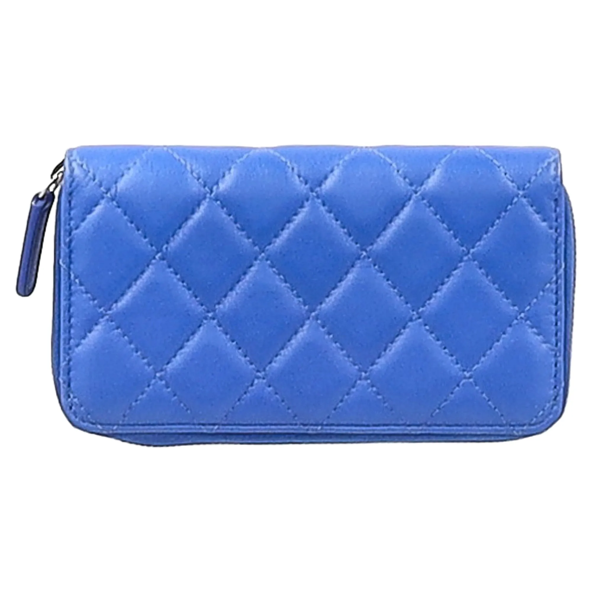 Chanel Interlocking CC Logo Continental Wallet in Blue Leather