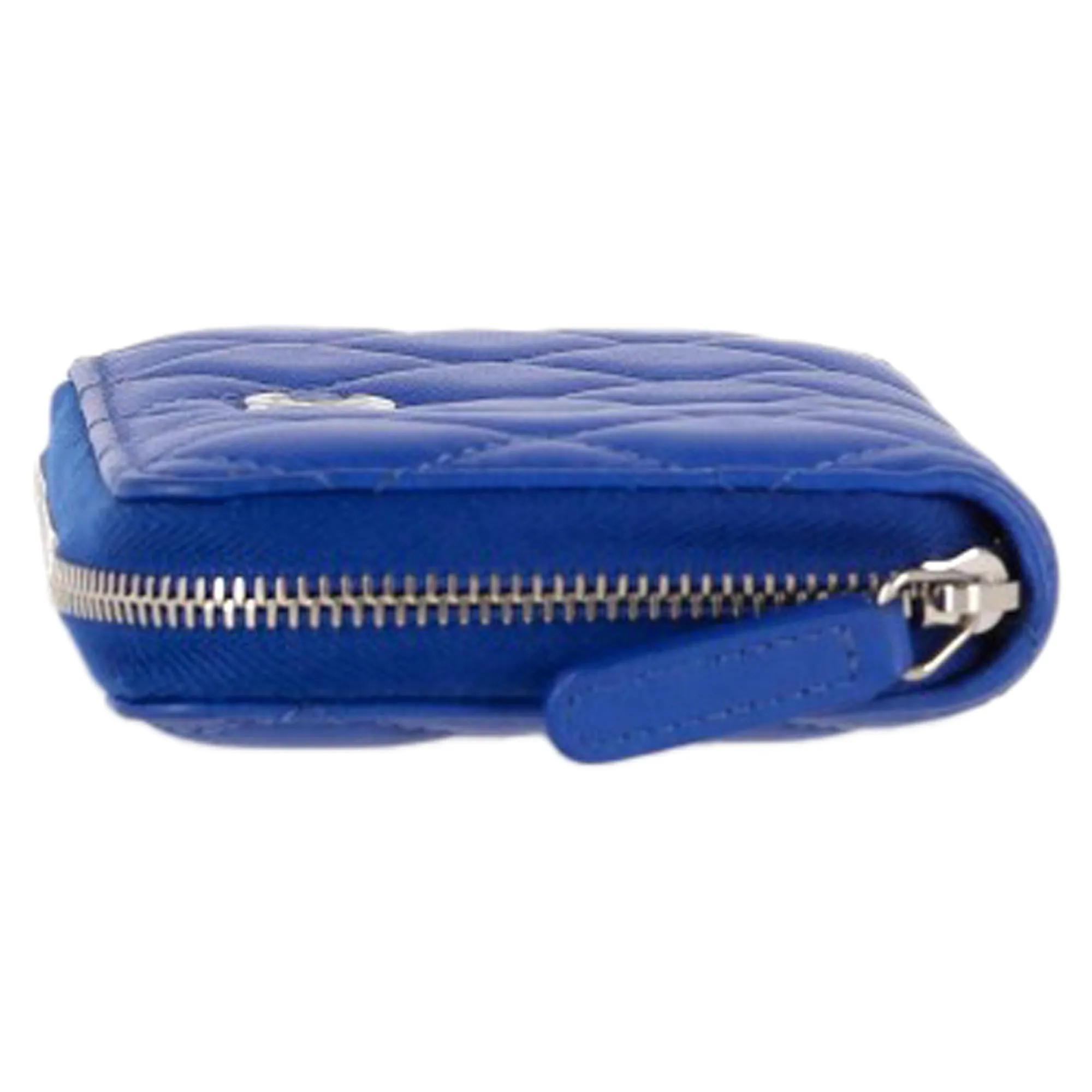 Chanel Interlocking CC Logo Continental Wallet in Blue Leather