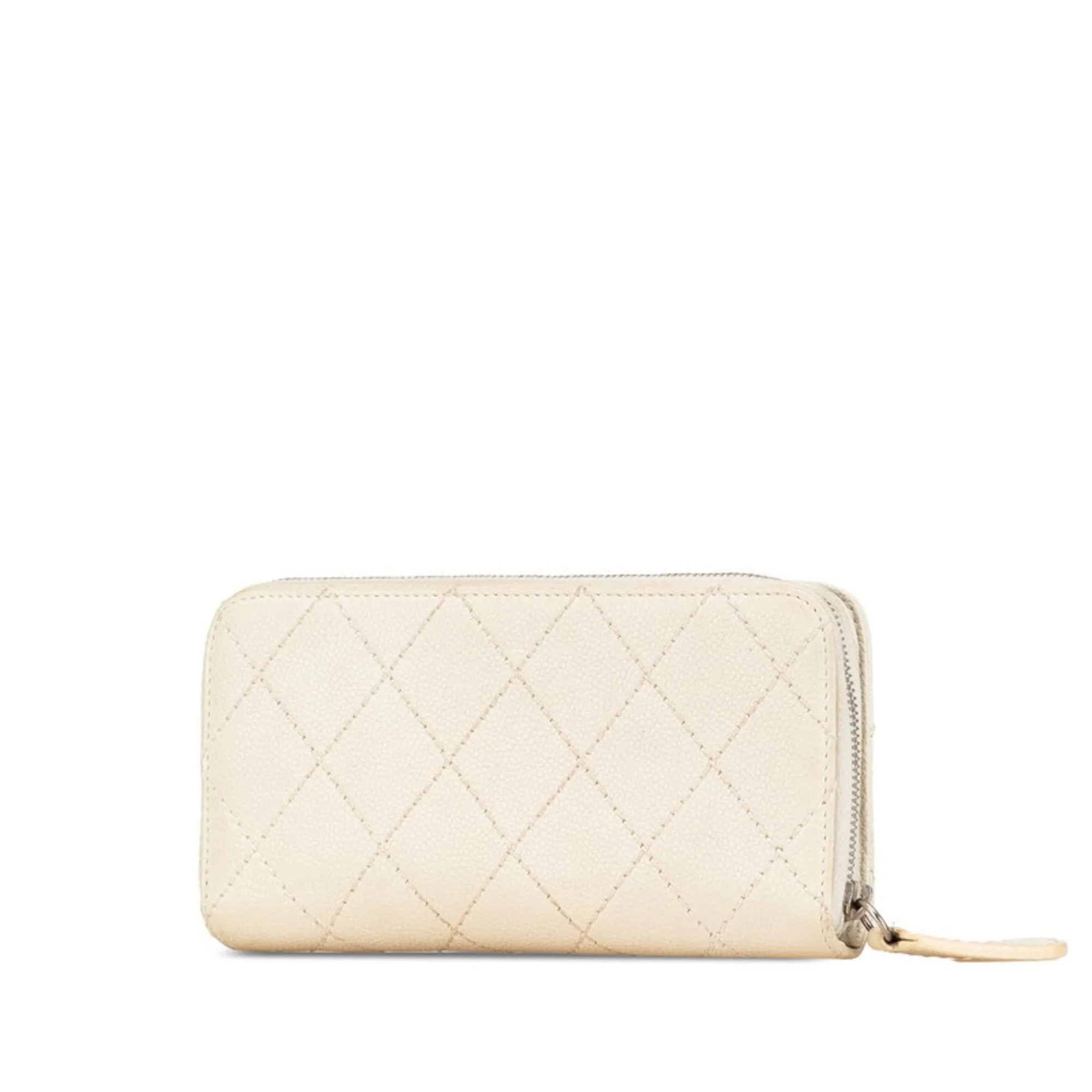 Chanel ivory Leather Long Wallet (Bi-Fold) (Pre-Owned)
