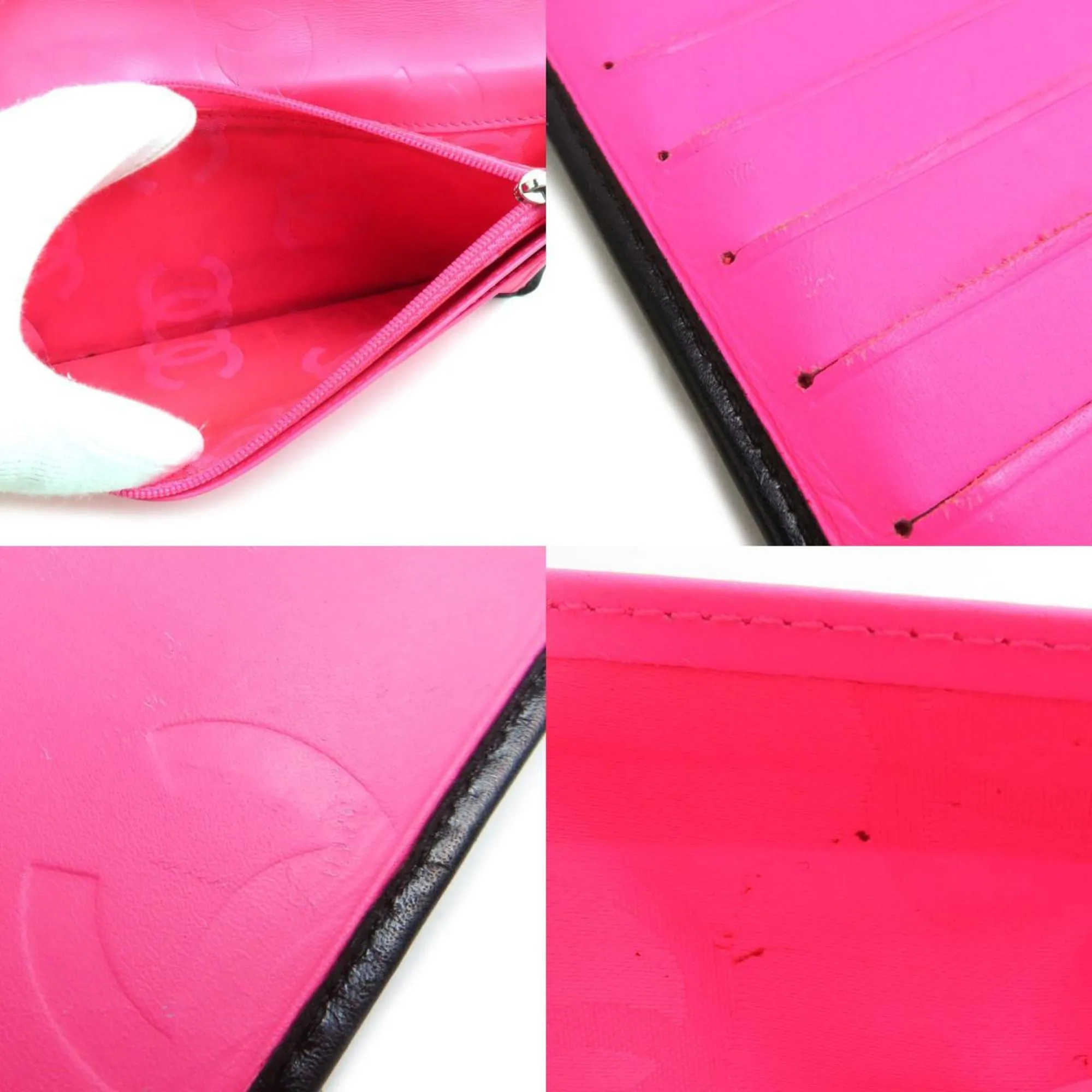 Chanel Leather Patent Leather Long Wallet (Bi-Fold) (Pre-Owned)