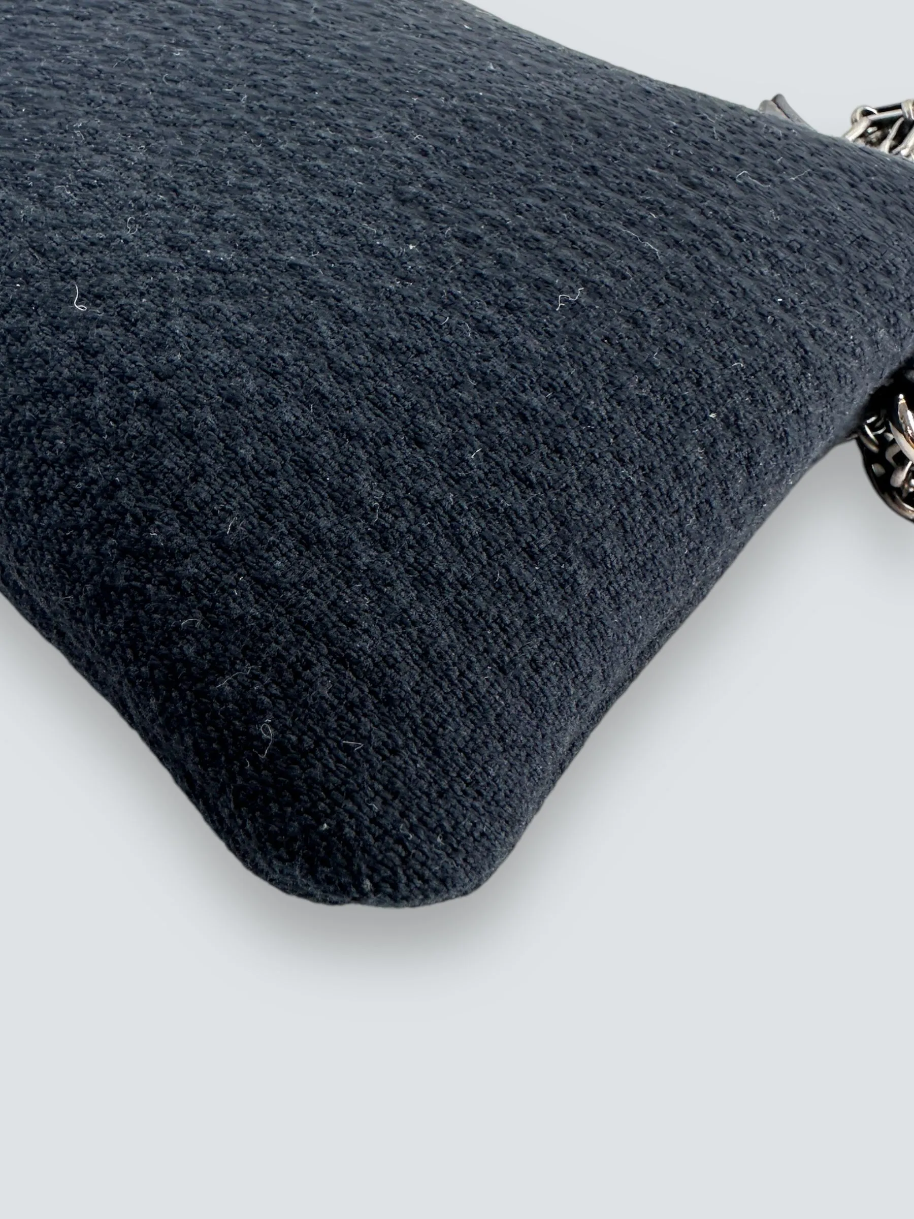 Chanel Navy Fabric Wristlet Clutch