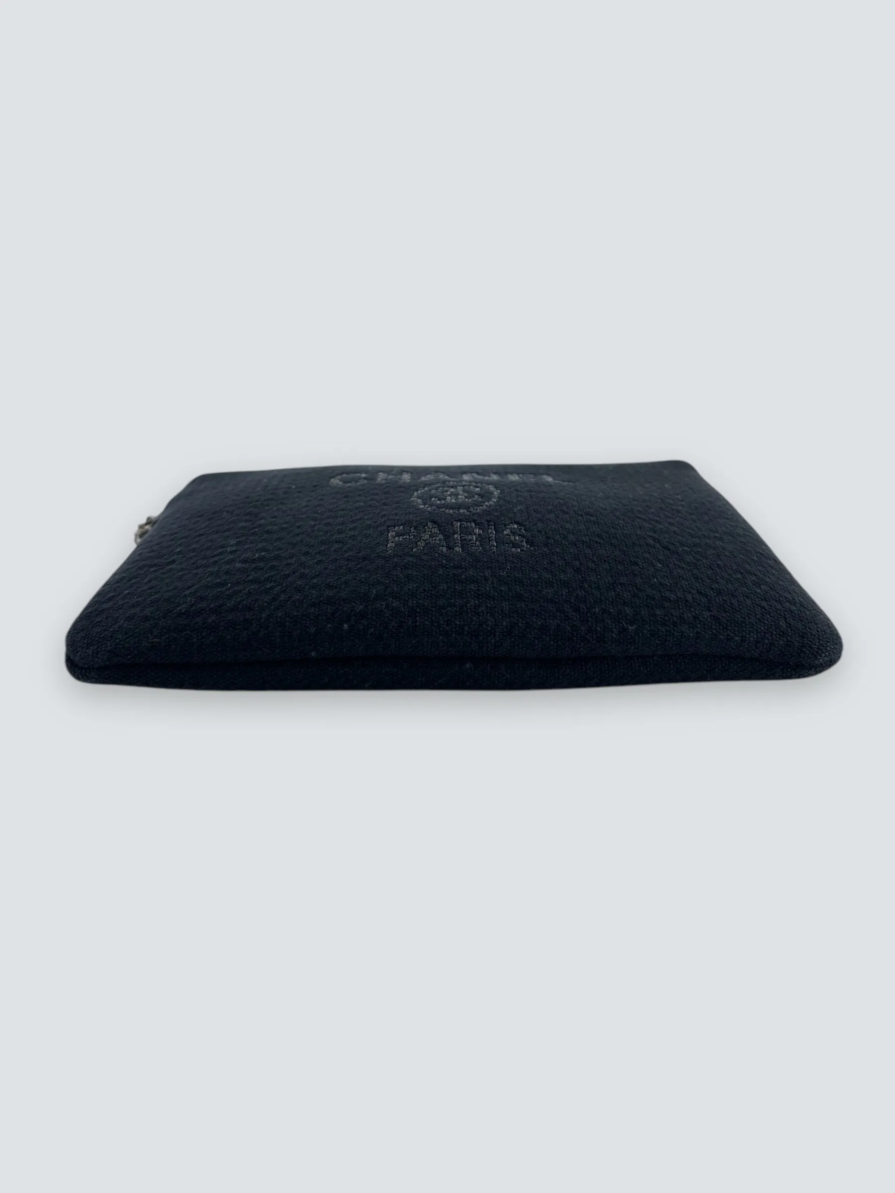 Chanel Navy Fabric Wristlet Clutch
