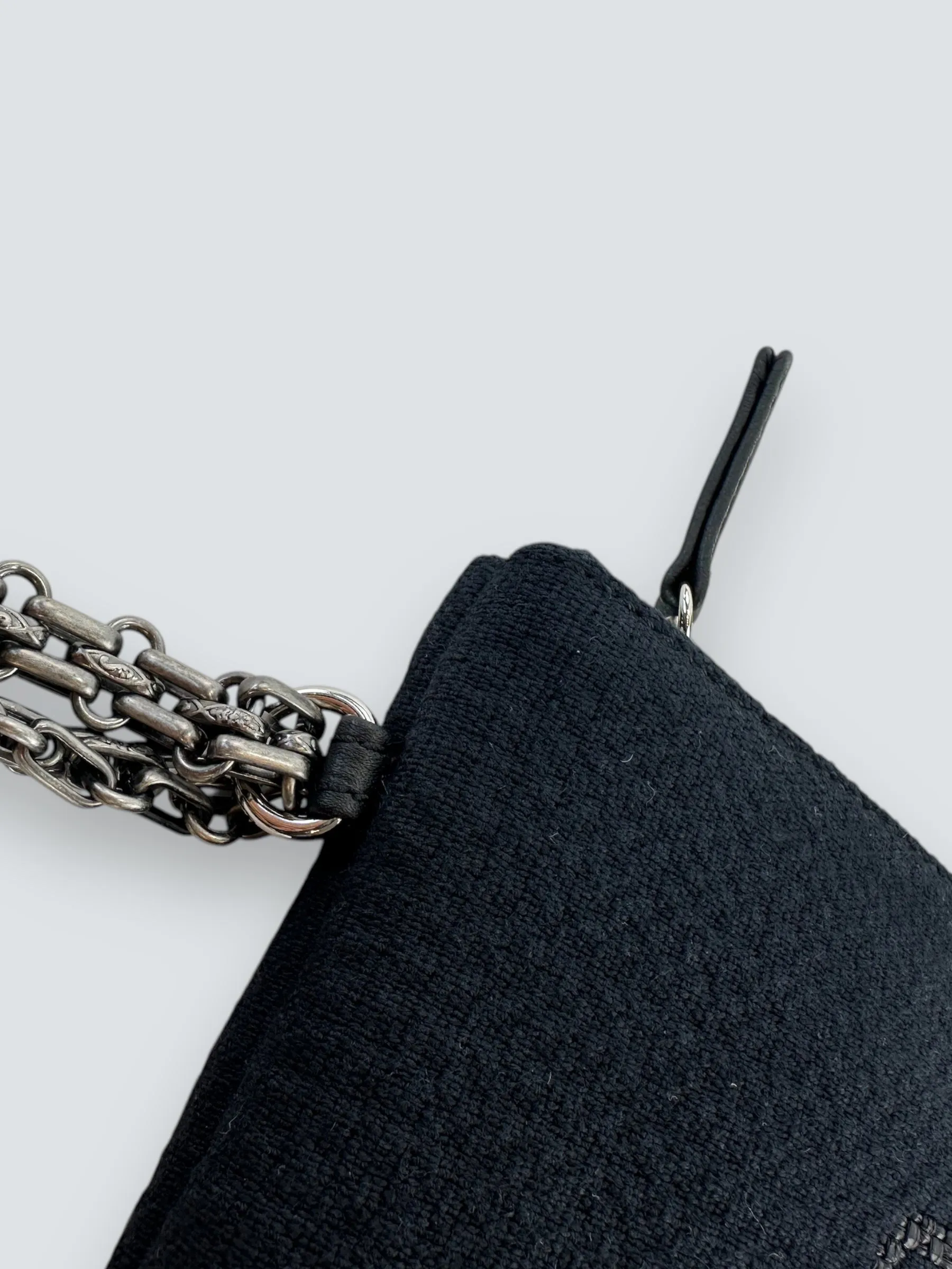 Chanel Navy Fabric Wristlet Clutch