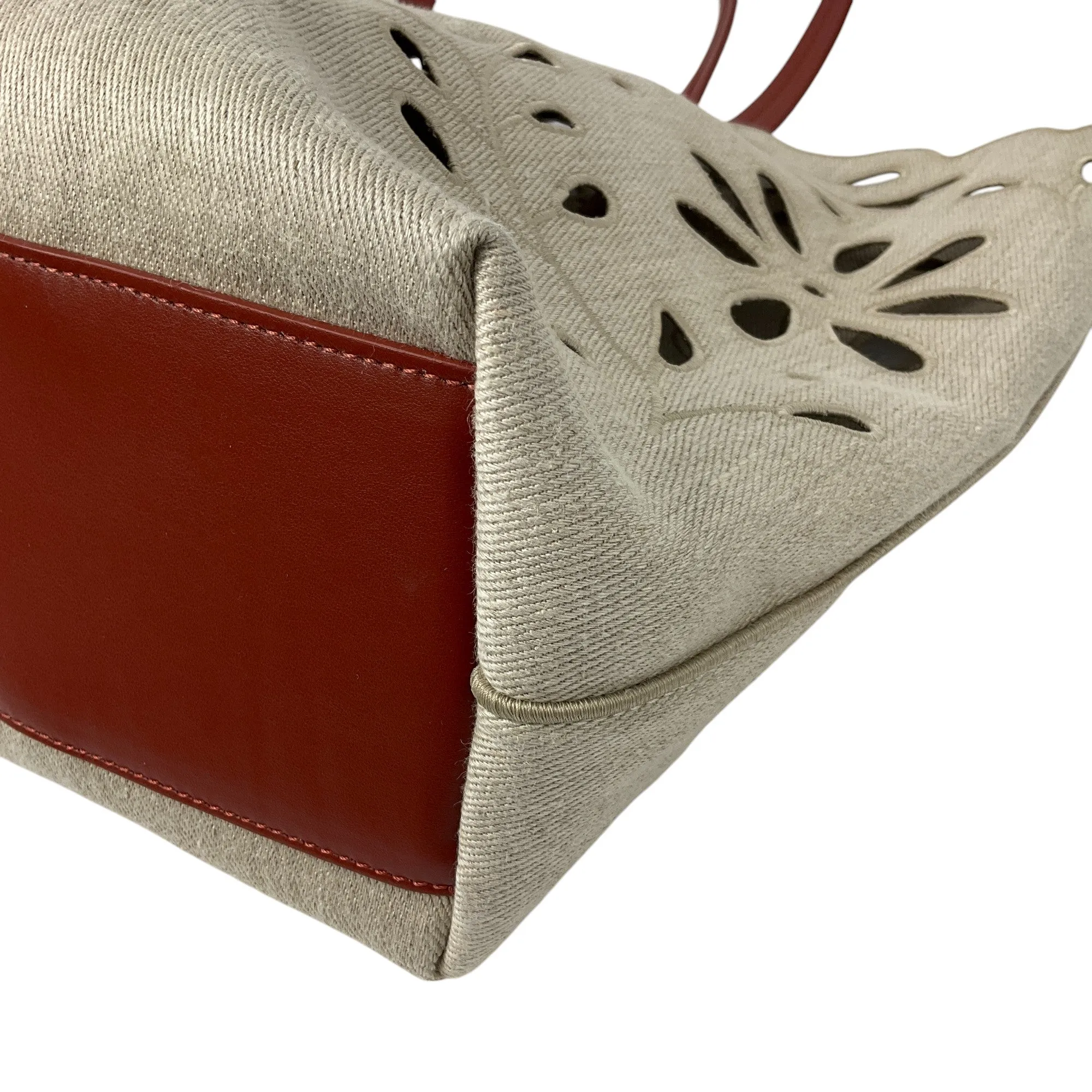 Chloe Beige Eyelet Linen & Calf Leather Tote