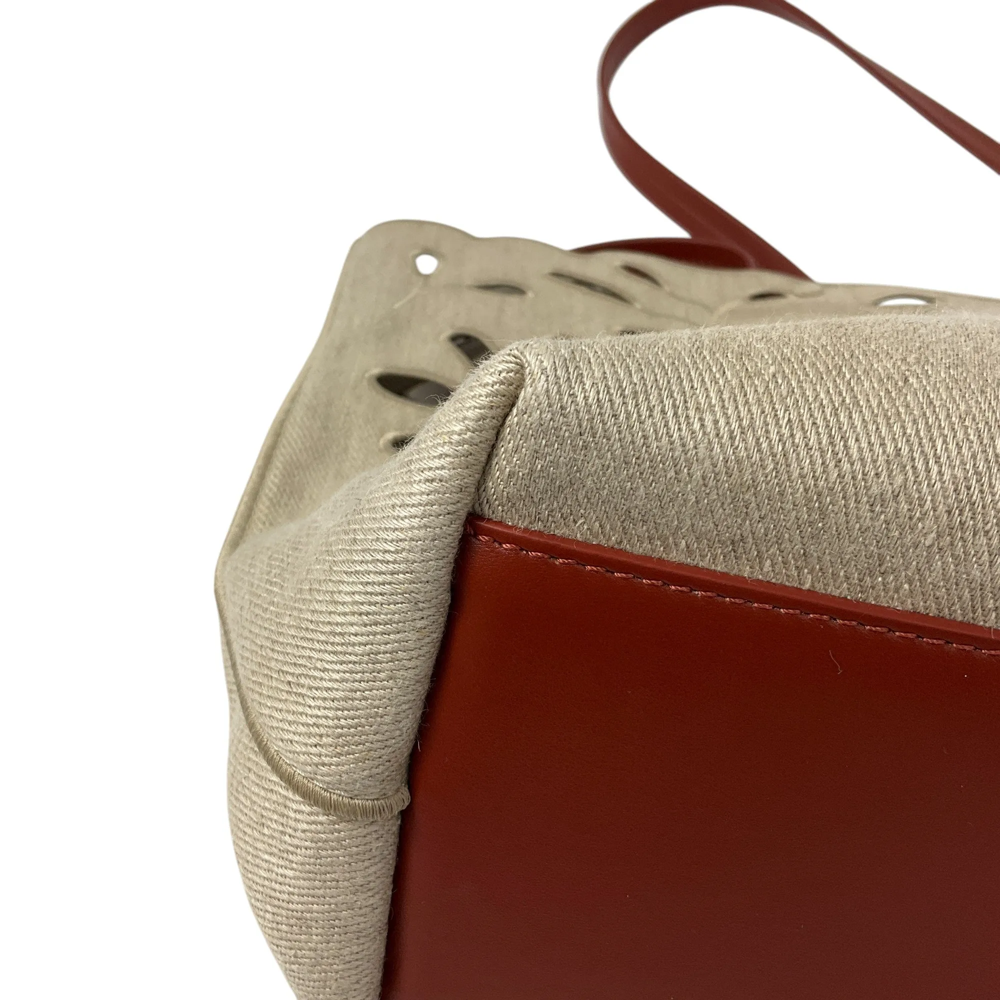 Chloe Beige Eyelet Linen & Calf Leather Tote
