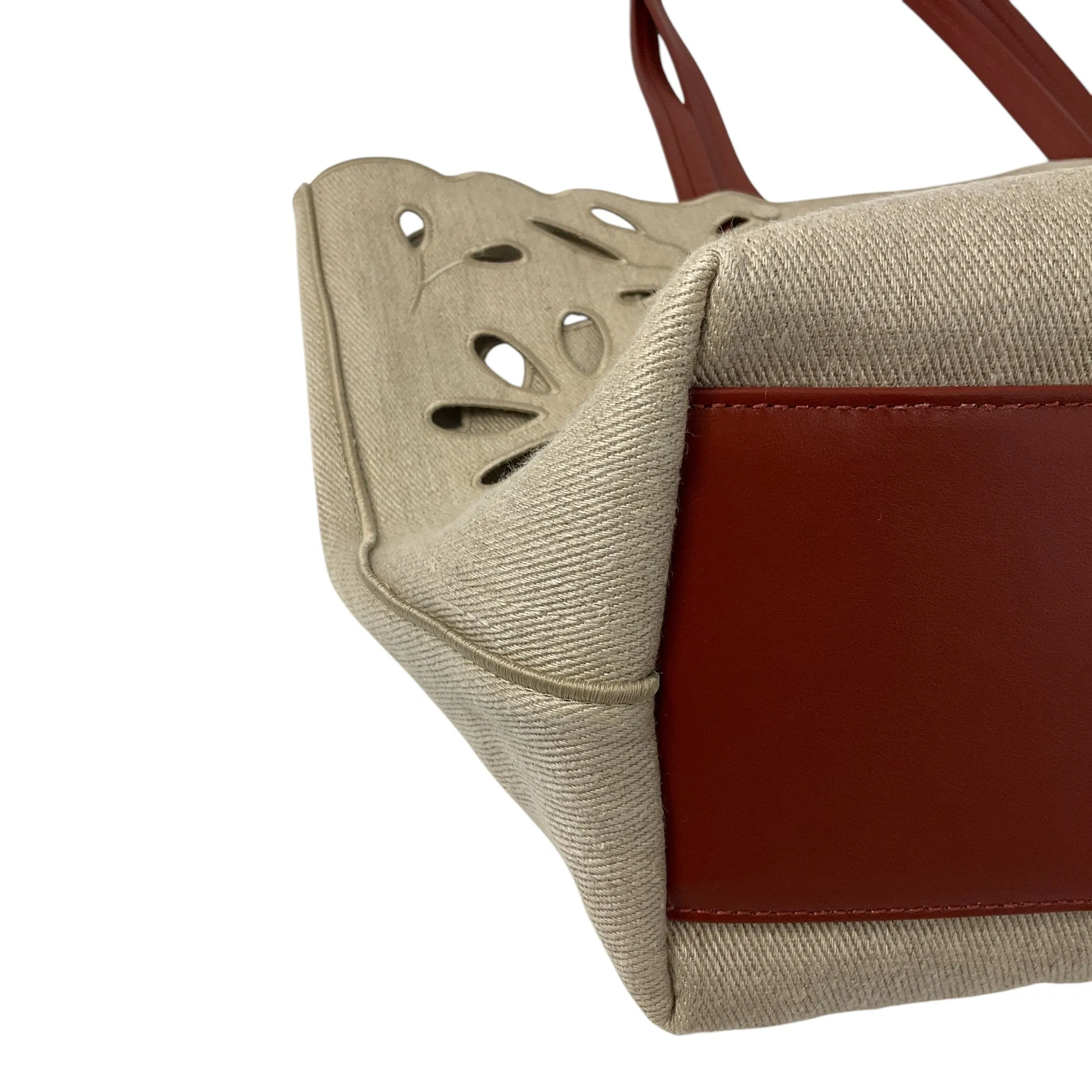 Chloe Beige Eyelet Linen & Calf Leather Tote