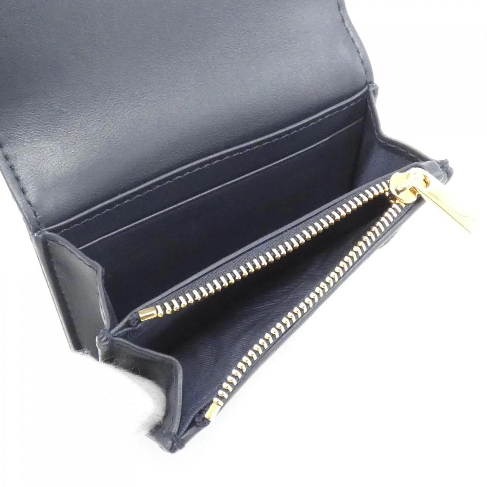 Christian Dior blue gold Canvas Chain/Shoulder Wallet (Pre-Owned)