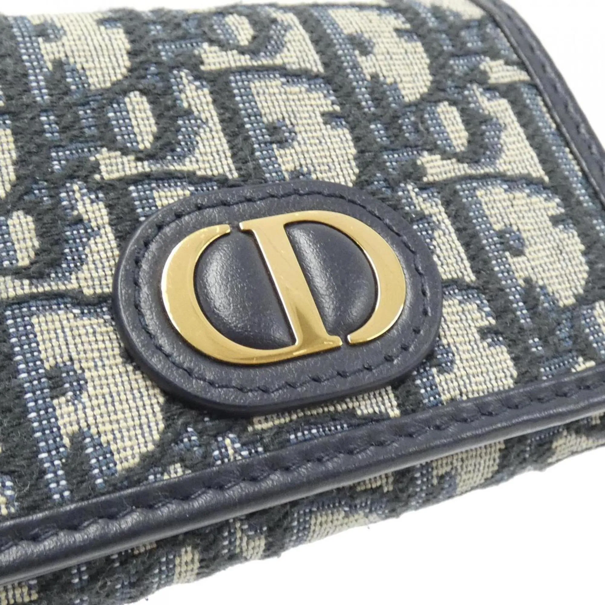 Christian Dior blue gold Canvas Chain/Shoulder Wallet (Pre-Owned)