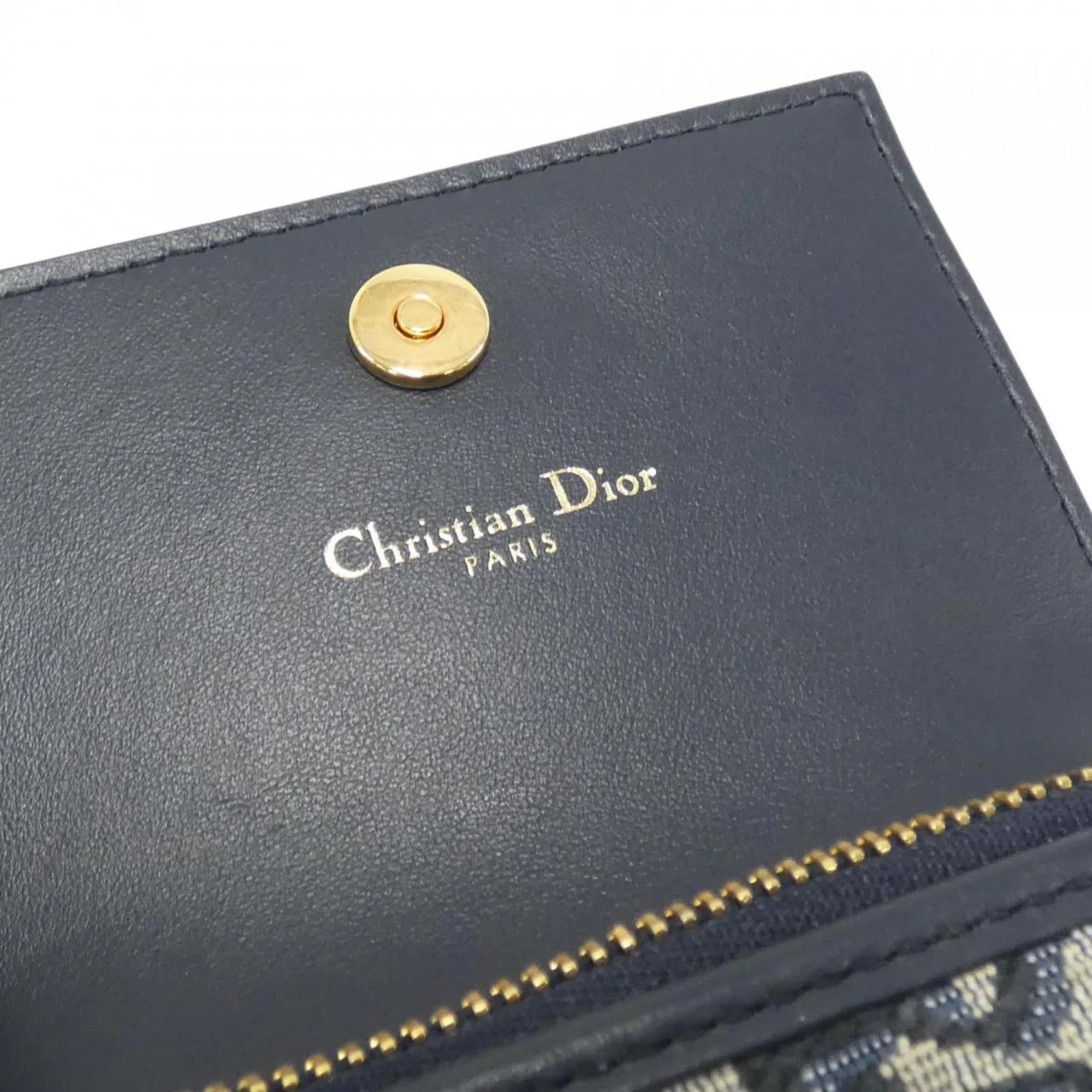 Christian Dior blue gold Canvas Chain/Shoulder Wallet (Pre-Owned)