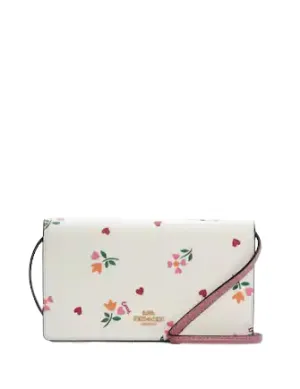 Coach Anna Foldover Clutch Crossbody With Heart Petal Print
