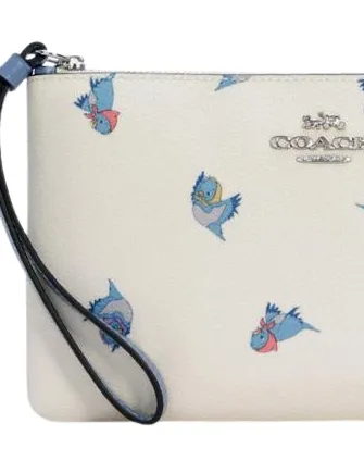 Coach Disney X Large Corner Zip Wristlet With Cinderella Flying Birds Print