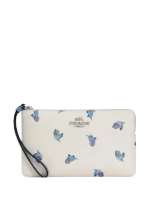Coach Disney X Large Corner Zip Wristlet With Cinderella Flying Birds Print