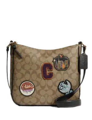 Coach Ellie File Bag In Signature Canvas With Disco Patches