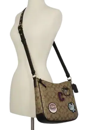 Coach Ellie File Bag In Signature Canvas With Disco Patches