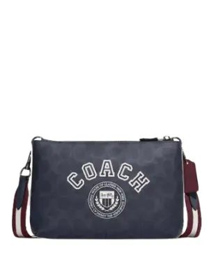 Coach Everett Crossbody In Signature Canvas With Varsity Motif