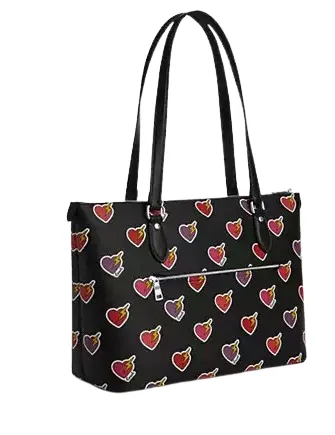 Coach Gallery Tote Bag With Heart Bolt Print
