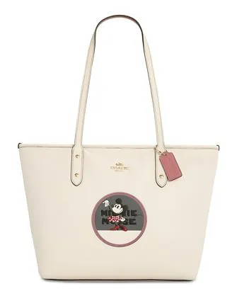 Coach Minnie Motif City Tote in Pebble Leather