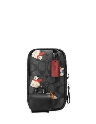 Coach Multifunction Phone Pack In Signature Canvas With Polar Bear Print