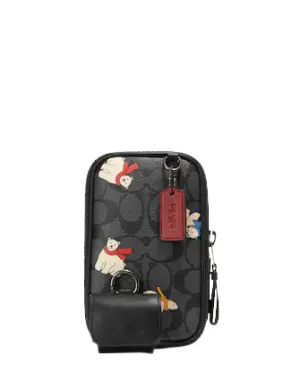 Coach Multifunction Phone Pack In Signature Canvas With Polar Bear Print