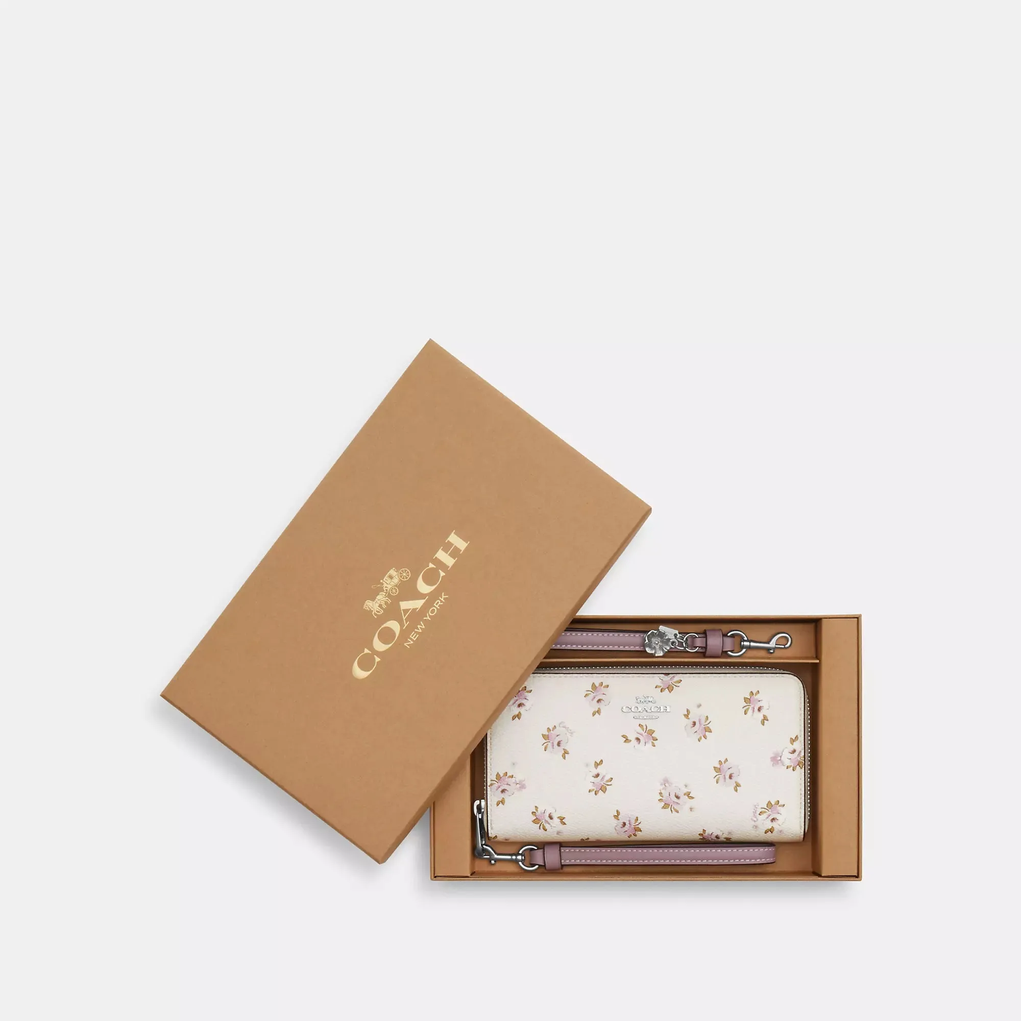 Coach Outlet Boxed Long Zip Around Wallet With Floral Print