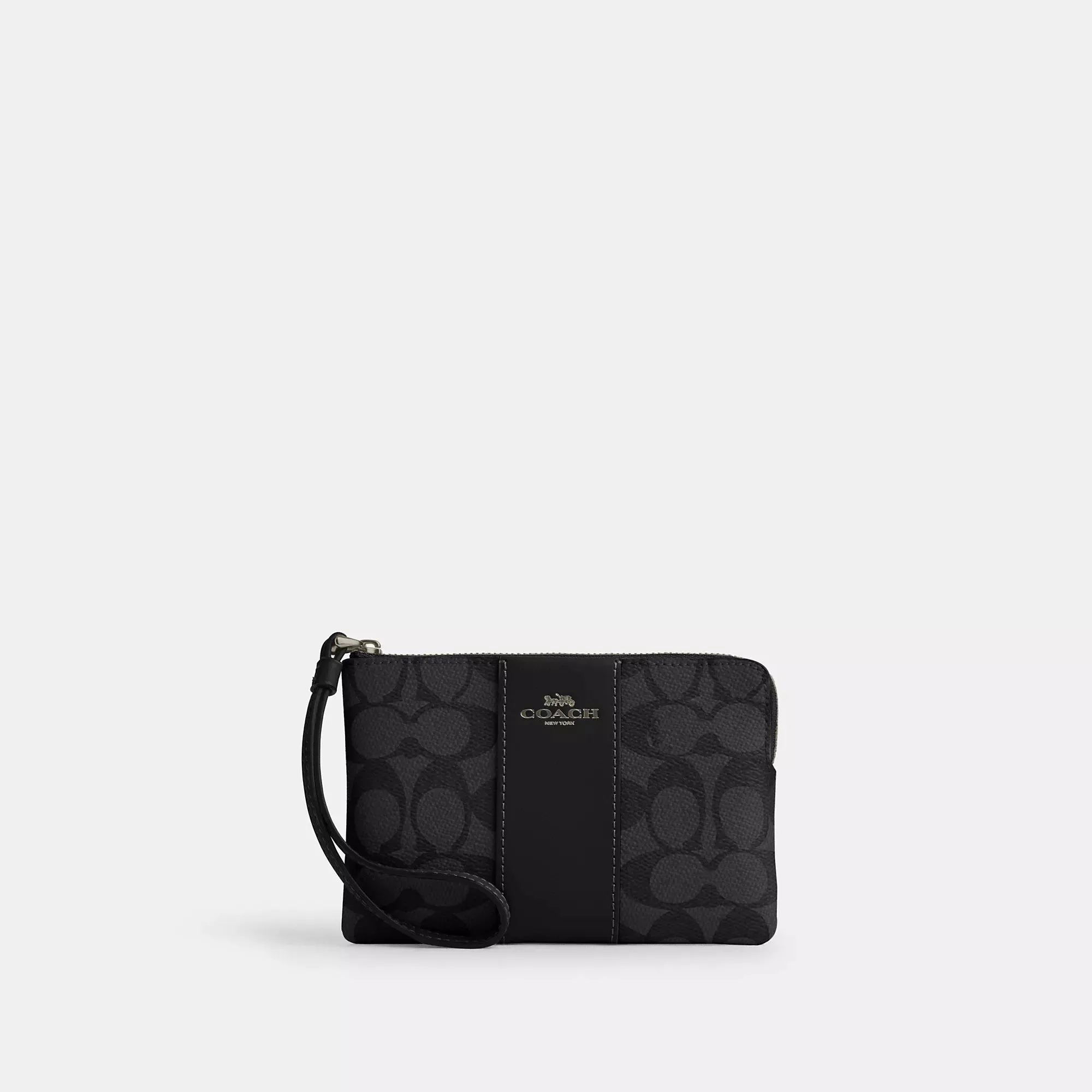 Coach Outlet Corner Zip Wristlet In Signature Canvas With Stripe