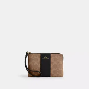 Coach Outlet Corner Zip Wristlet In Signature Canvas With Stripe