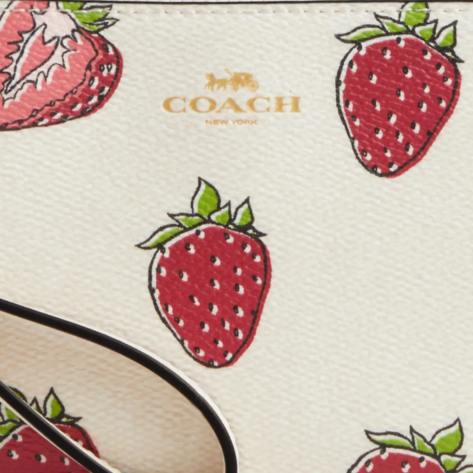 Coach Outlet Corner Zip Wristlet With Strawberry Print