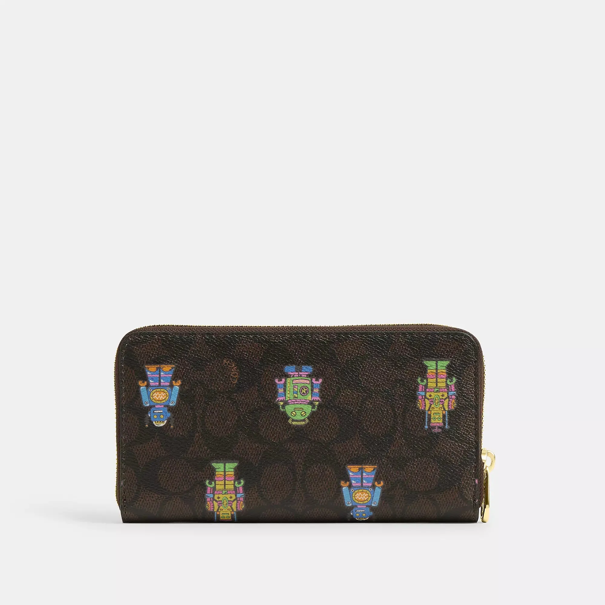 Coach Outlet Cosmic Coach Long Zip Around Wallet In Signature Canvas With Robot Print