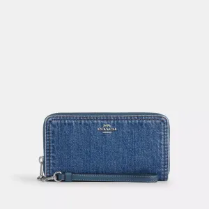 Coach Outlet Long Zip Around Wallet In Denim