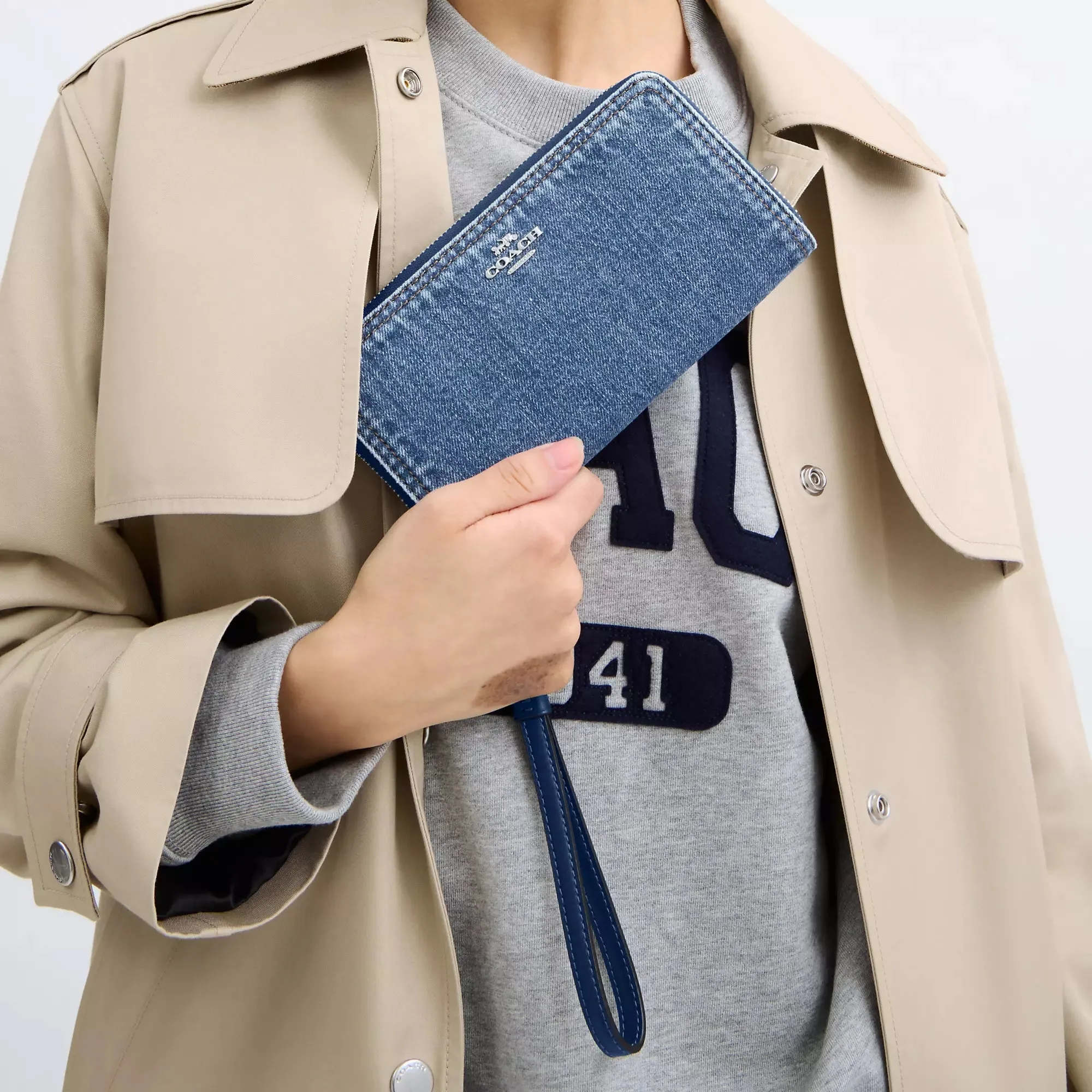 Coach Outlet Long Zip Around Wallet In Denim
