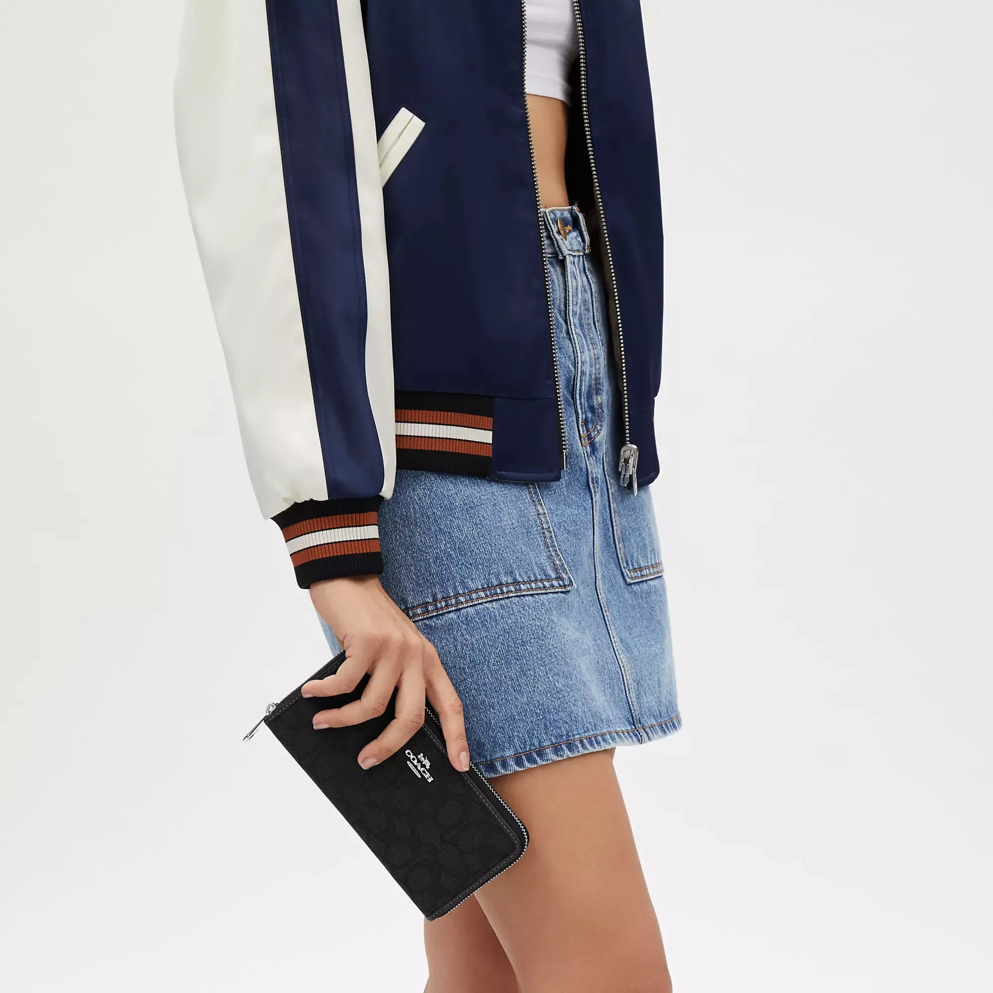 Coach Outlet Long Zip Around Wallet In Signature Jacquard