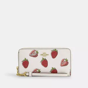 Coach Outlet Long Zip Around Wallet With Strawberry Print