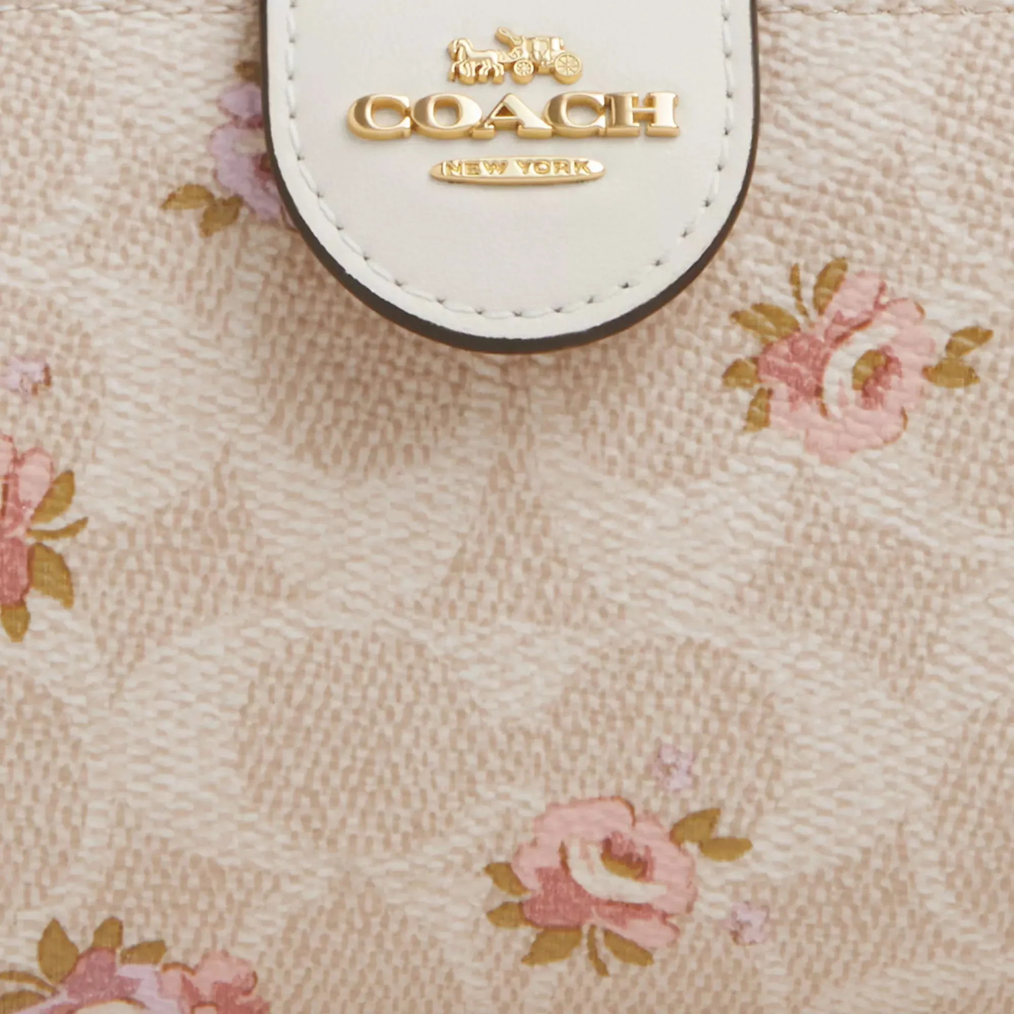 Coach Outlet Medium Corner Zip Wallet In Signature Canvas With Floral Print