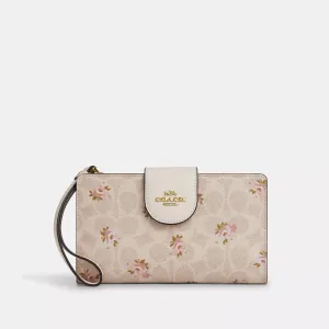 Coach Outlet Phone Wallet In Signature Canvas With Floral Print