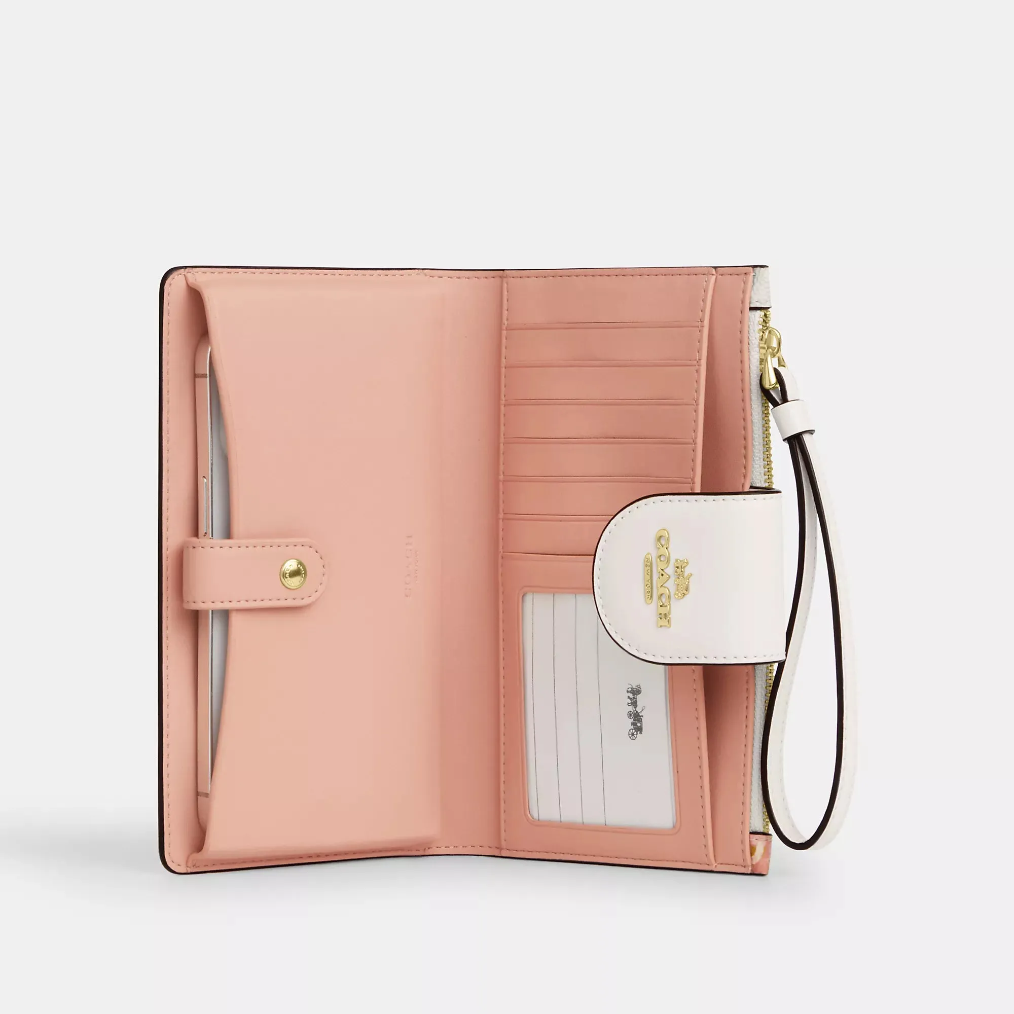 Coach Outlet Phone Wallet In Signature Canvas With Floral Print