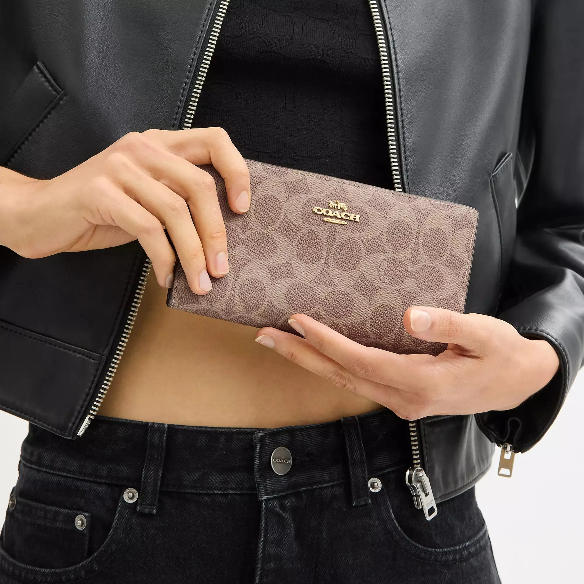 Coach Outlet Slim Zip Wallet In Signature Canvas