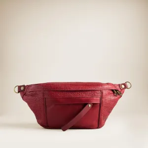 Cross Your Heart Sling - Leather Crimson Red Basketweave