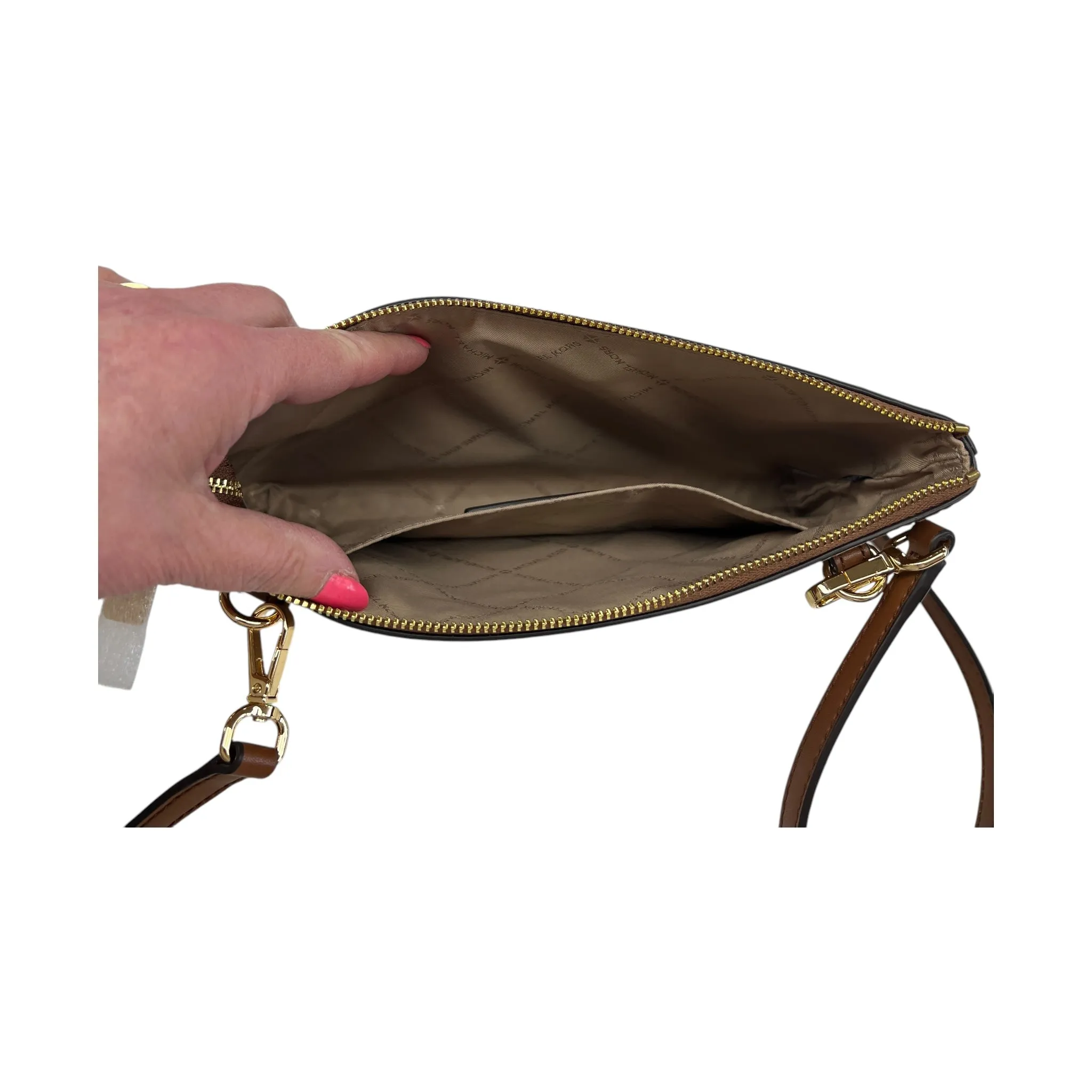 Crossbody Designer By Michael Kors In Tan, Size:Small