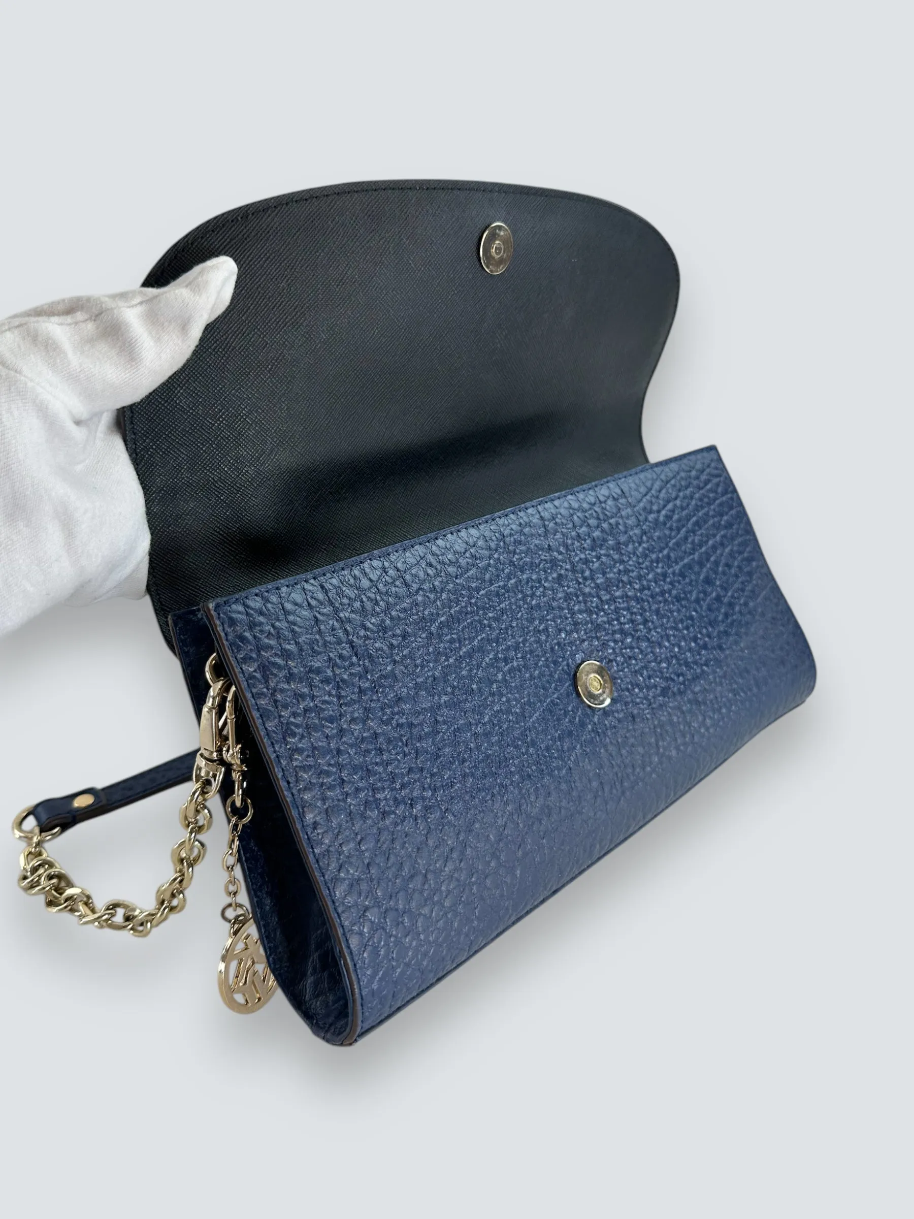 DKNY Navy Leather Shoulder Handbag