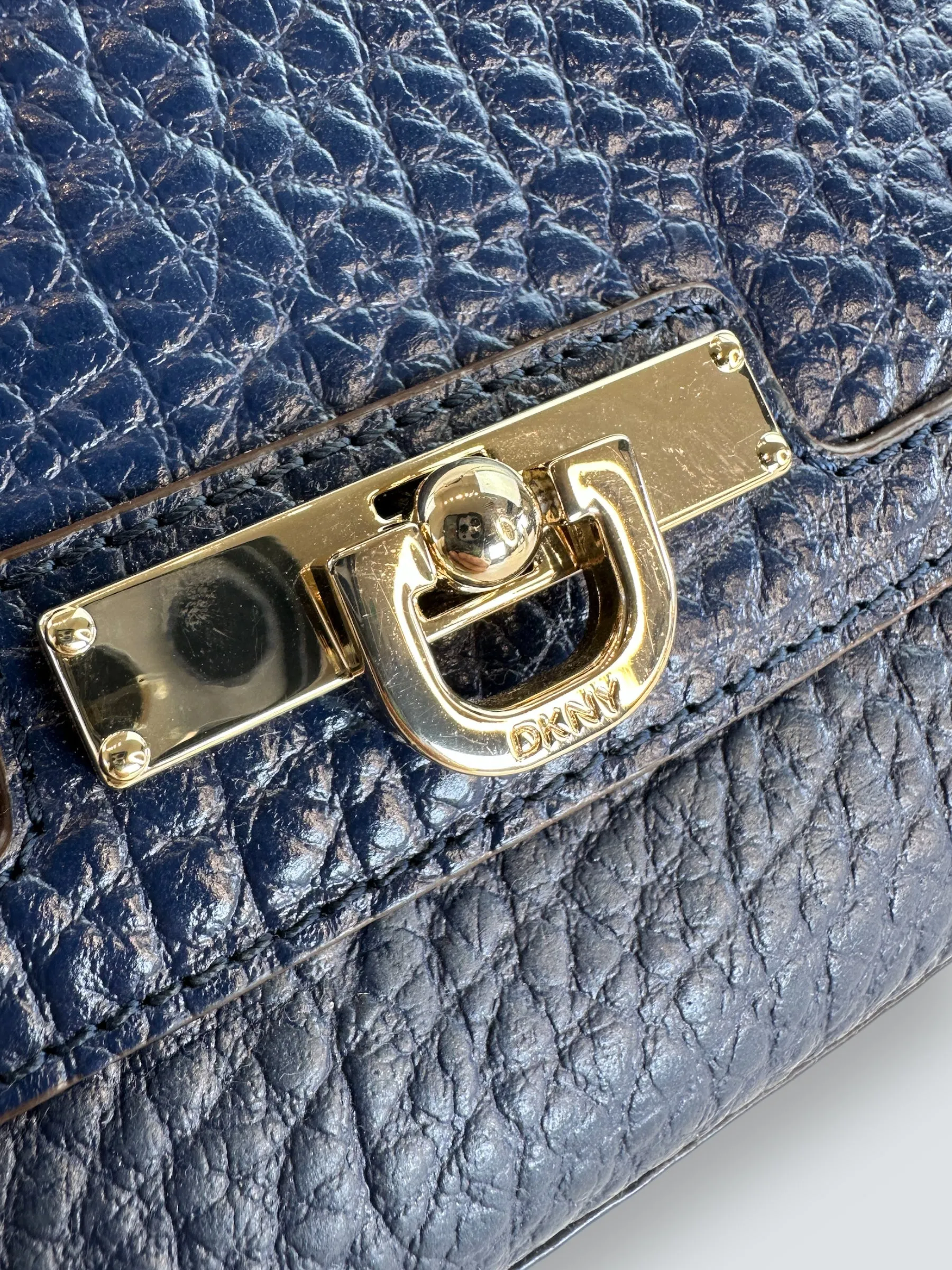 DKNY Navy Leather Shoulder Handbag