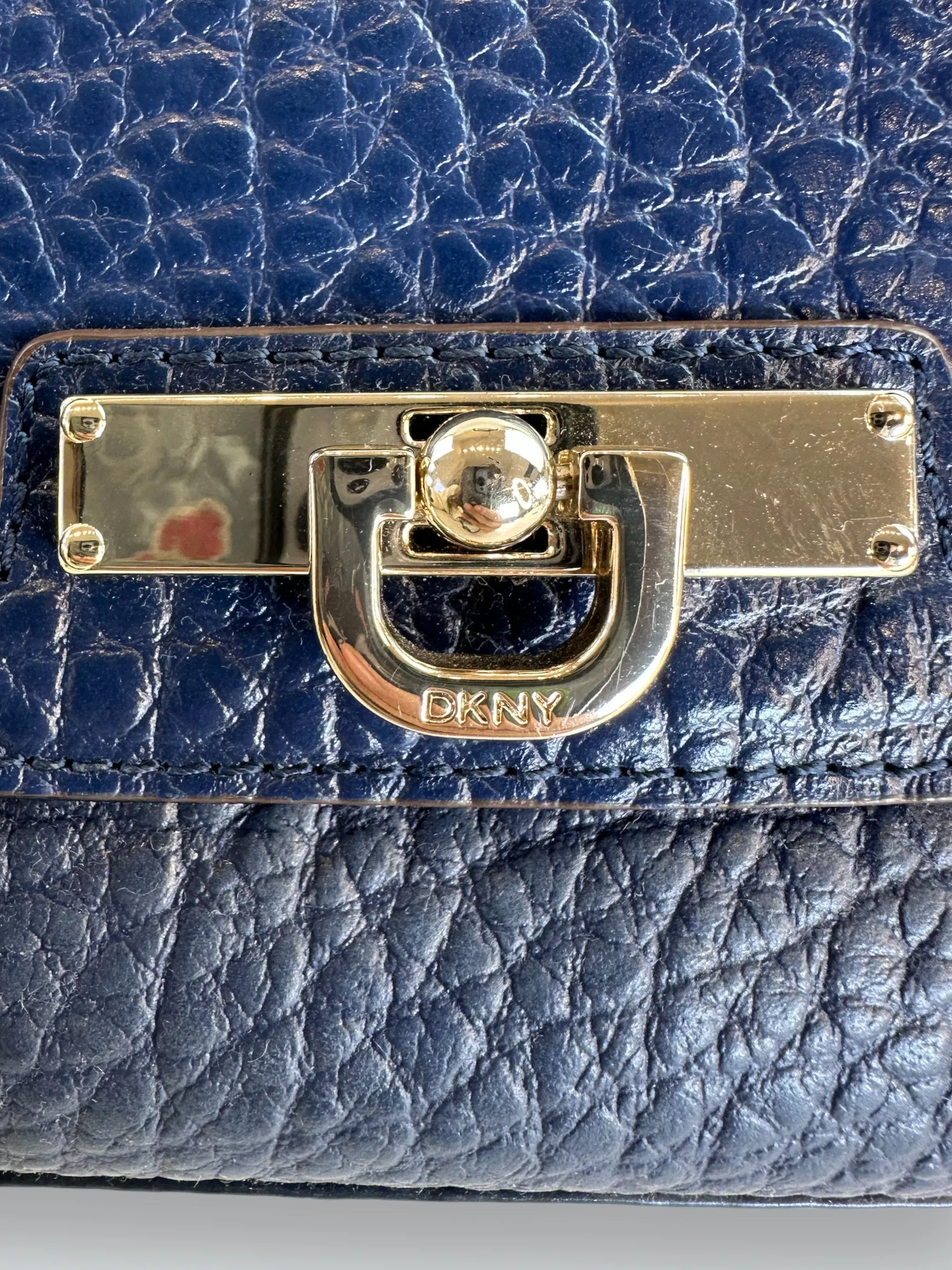 DKNY Navy Leather Shoulder Handbag