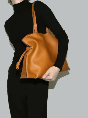 Elegant Oversized Cowhide Leather Tote Bag for Women with Drawstring Closure