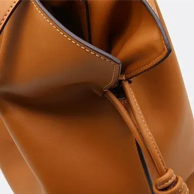 Elegant Oversized Cowhide Leather Tote Bag for Women with Drawstring Closure